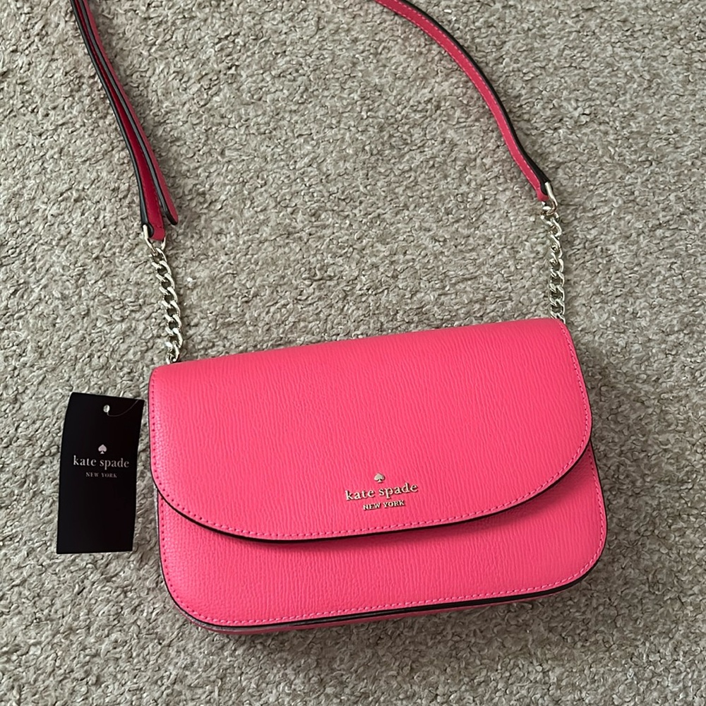 NWT Kate Spade Hot Pink Kristi Refined Grain Leather Crossbody Bag